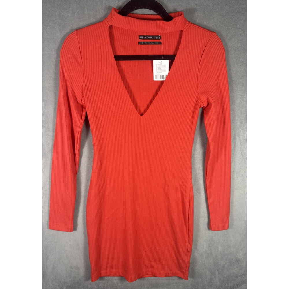 Urban Outfitters Tania Cut Out Mock-Neck Mini Stretch Bodycon Red Dress S NWT‎